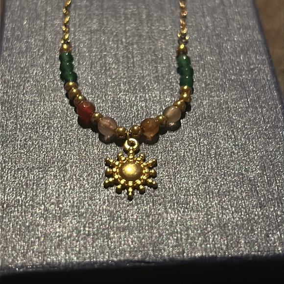 NWT natural stone Stainless steel ball pendant Necklace - Picture 13 of 16